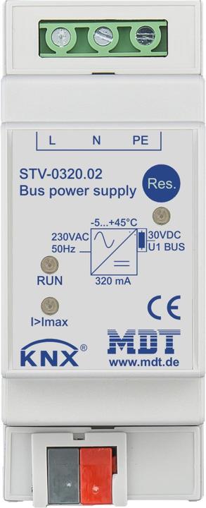 Actual product image MDT EIB/KNX bus power supply, 2TE, REG, 320/640mA - STV-0320.02