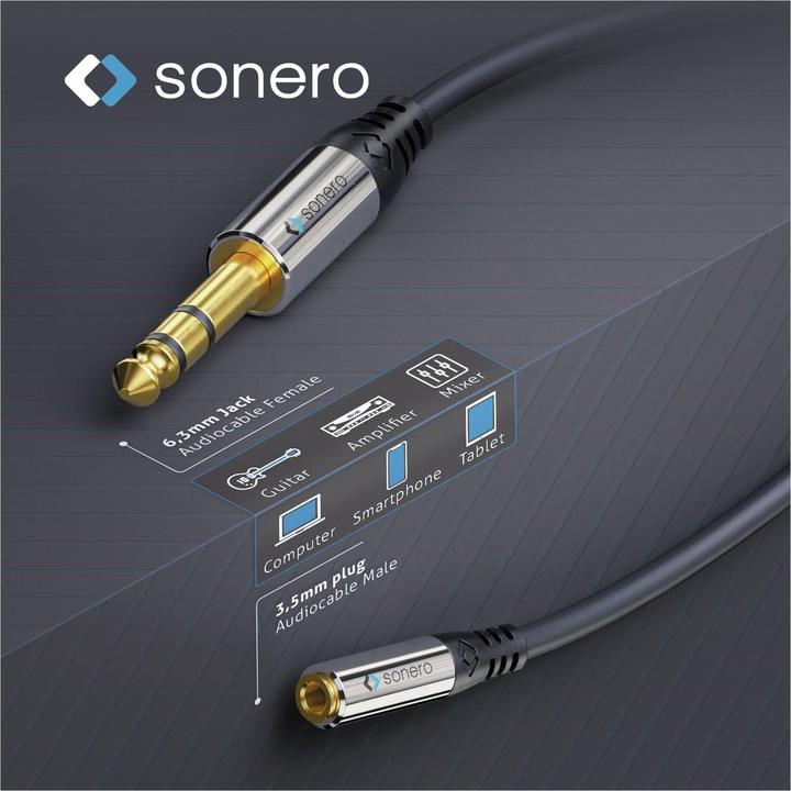 Produktbild Sonero 6,3 mm – 3,5 mm (0.25 m, 6.3mm Klinke (Jack), 3.5mm Klinke (AUX))