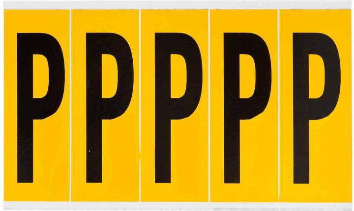Immagine prodotto Brady B-946, 1560-P, vinile, etichettatura: P, nero su giallo, 44 x 127 mm, altezza carattere 98 mm(25 K.