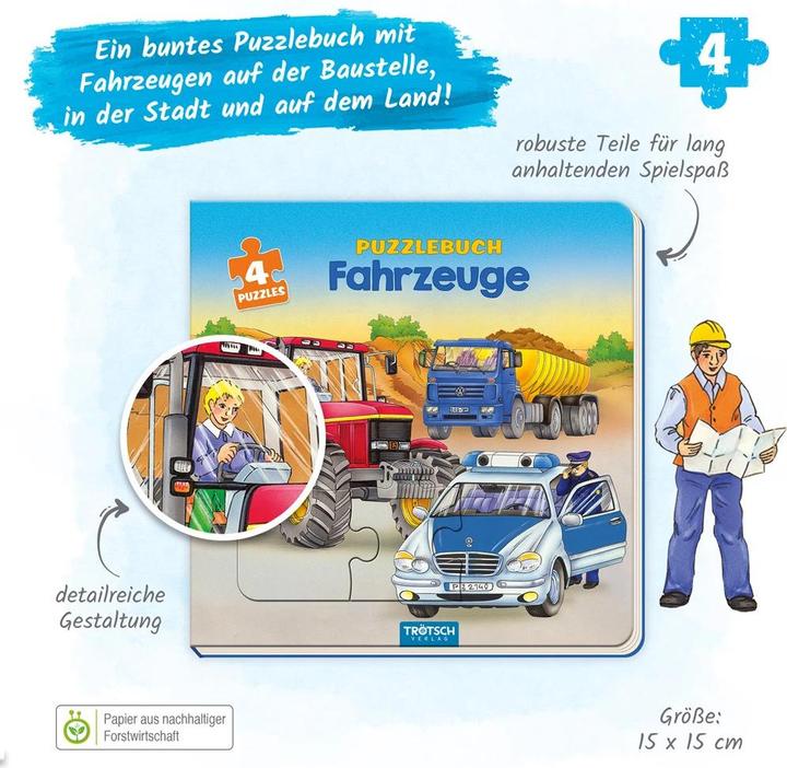 Actual product image Puzzle book vehicles (10 pieces)