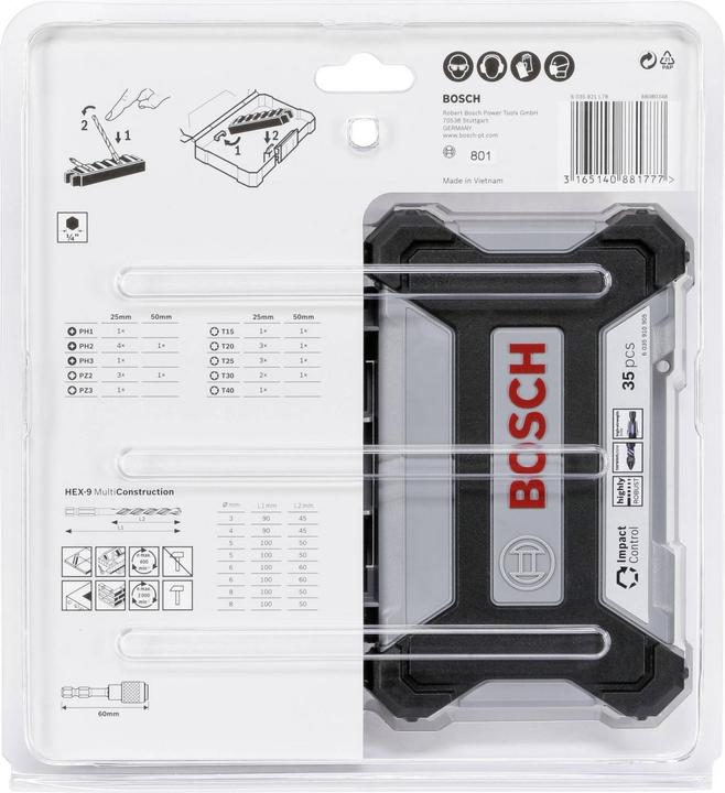 Immagine prodotto Bosch Professional Zubehör Set di punte da trapano multistrato e cacciavite a percussione Pick and Click (Croce Phillips PH M2, Presa esagonale TX M20, Esagono incassato TX M25, Croce Phillips PH M1, Esagono cavo TX M15, Croce Pozidriv PZ M3, Presa esagonale TX M30, Croce Phillips PH M3, Croce Pozidriv PZ M2, Esagono incassato TX M40)