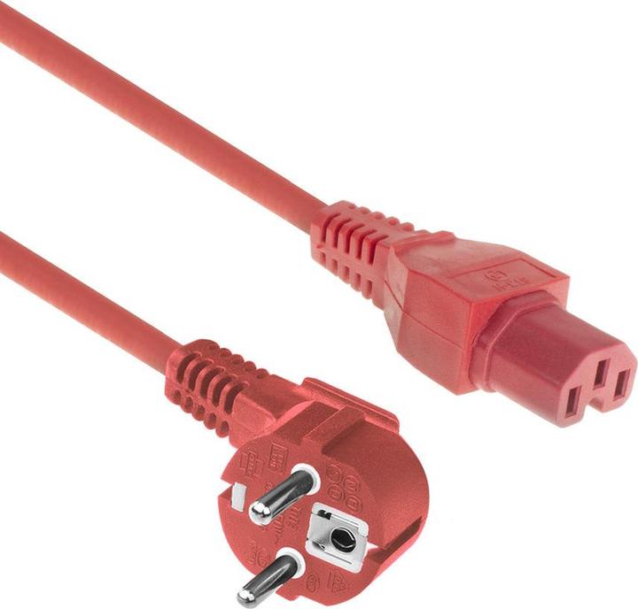 Actual product image Powercord mains connector CEE 7/7 male (angled) - C15 red 2 m (2 m)