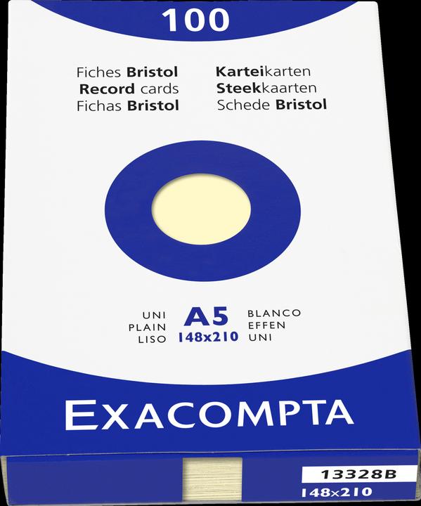Produktbild Exacompta Karteikarten blanko gelb, 100 (A5, 205 g/m², 100 x)