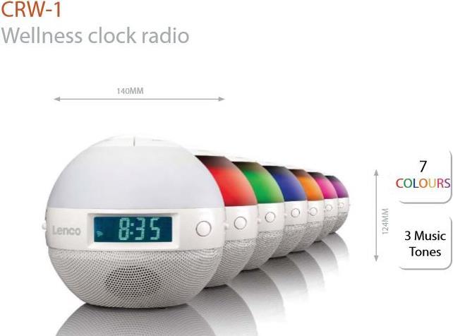 Produktbild Lenco Wellness Wecker mit Radio, 7 Farben und 3 Musik Tönen!
