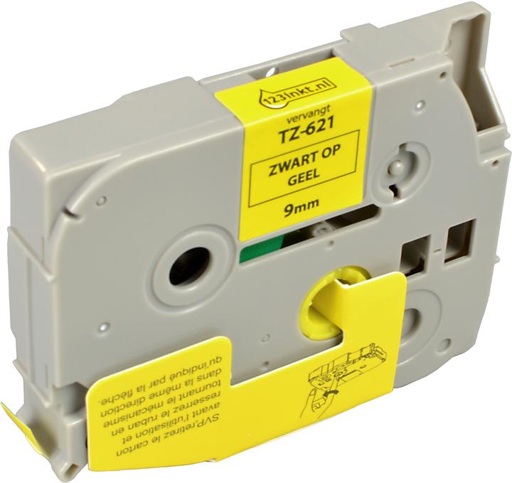 Actual product image Ampertec P-Touch tape compatible with TZe-S621 black on yellow 9mm / 8m (0.90 cm, Black)