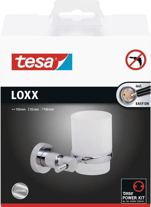 Produktbild tesa LOXX Zahnputzbecher inkl. Klebelösung ohne Bohren (13 x 10 x 9.5 cm)