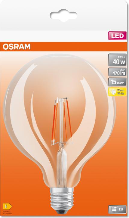 Immagine prodotto Osram 4099854054211 LED EEK E (A - G) E27 Globeform 4 W = 40 W Bianco caldo (Ø x H) (E27, 4 W, 470 lm, 4 x, E)