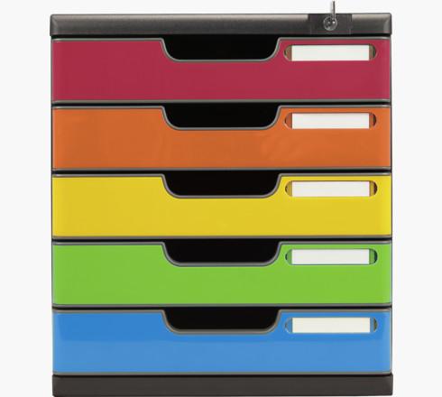 Actual product image Exacompta Drawer box MODULO, size A4+, 5 lockable drawers, closed, recessed grip & labels... (A4+)
