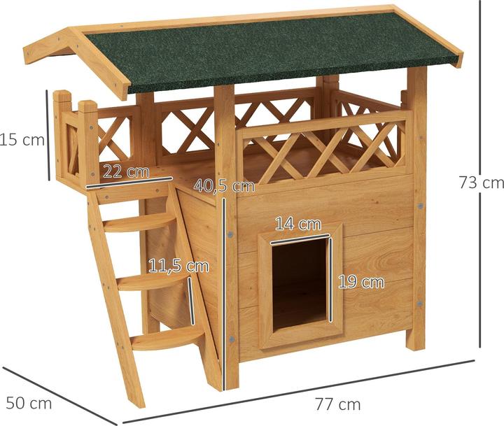 Actual product image PawHut Cat house with stairs and roof (Cat)