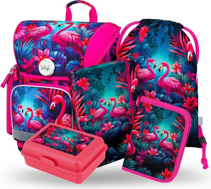 Produktbild Baagl 5-teiliges Schulranzen-Set - Flamingo - inkl. Turnbeutel, Federmäppchen, Heftbox und Brotdose