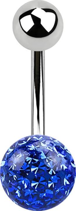 Produktbild Star Piercing Banane silber mit Kugel und Kristall Kugel dunkelblau Epoxy Schutzschicht (Chirurgenstahl 316L, ohne Messing)