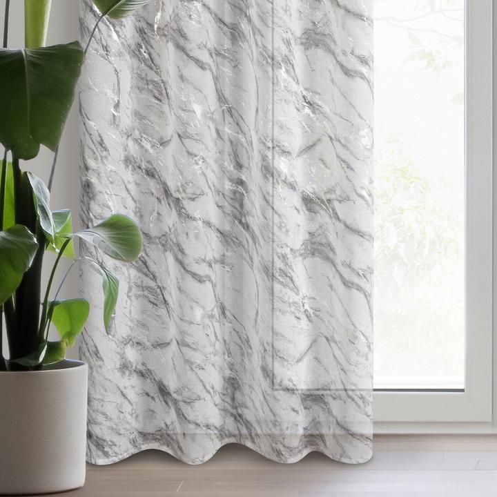 Immagine prodotto Eurofirany Tenda in tessuto leggero con motivo marmo argento, bianco, color argento, 140 x 270 cm, (140 x 270 cm)