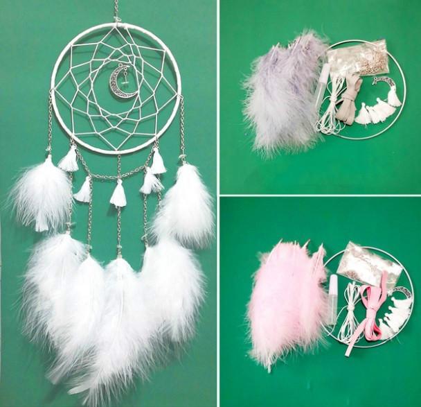 Produktbild Cover-Discount DIY Bastel-Set Traumfänger Dreamcatcher Mond weiss