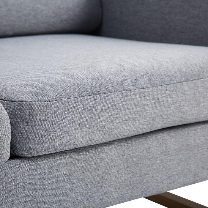 Actual product image Swisshandel24 2-seater sofa corner sofa upholstered sofa fabric sofa seating wood light grey (2 person sofa)