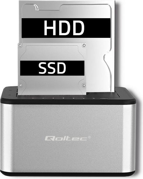 Actual product image Qoltec 50316 2x HDD/SSD docking station 2.5/3.5inch SATA USB 3.0 Cloning
