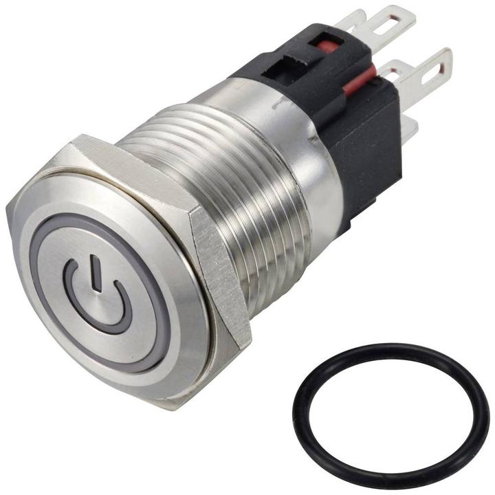 Produktbild Tru Components TC-12647420 Druckschalter 250 V/AC 3 A 1 x Aus/(Ein) IP65 Grün r
