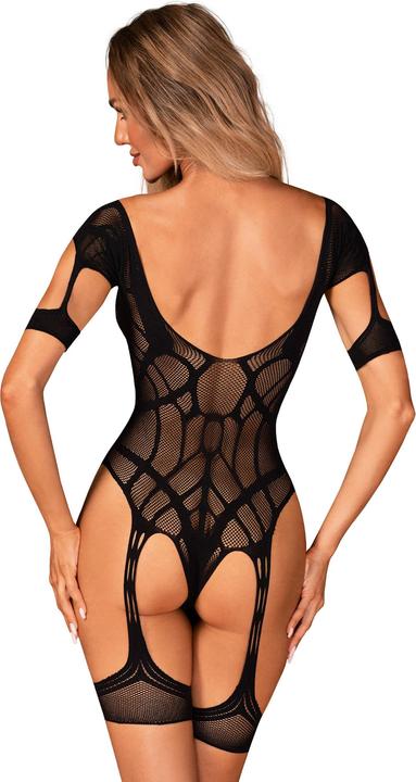 Actual product image Obsessive Mesh Bodystocking With Garter Design - Black (M/L)