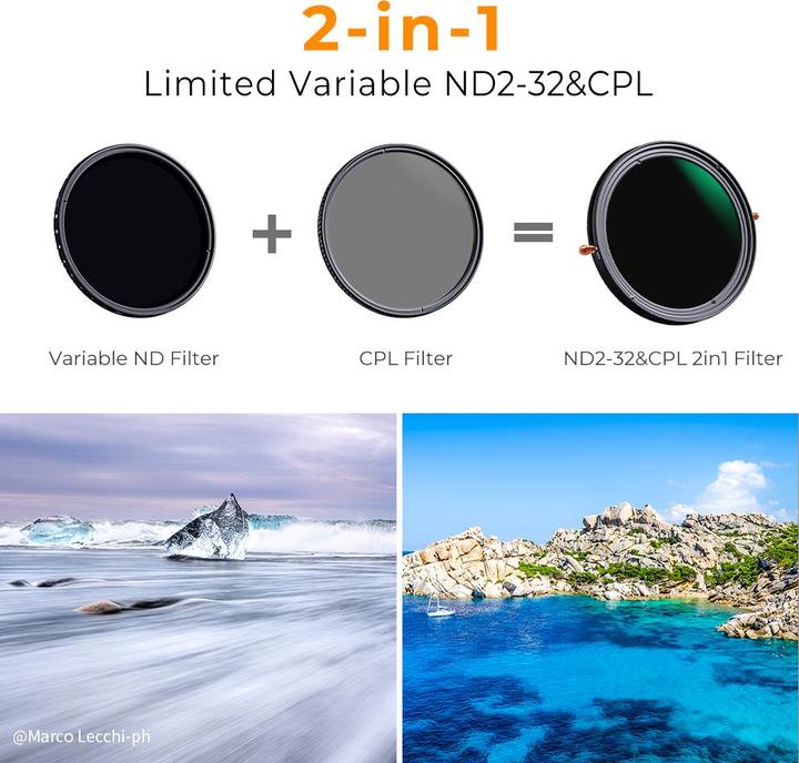 Produktbild K&F Concept 2 in 1 CPL+Variable ND2ND32 (46 mm, ND- / Graufilter, Polarisationsfilter)