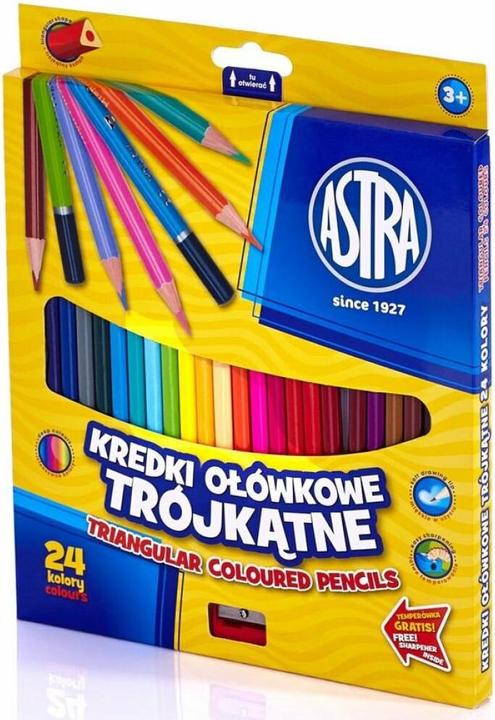 Produktbild Astra Buntstifte dreieckig 24 Stück mit Bleistiftspitzer (Mehrfarbig, 24 x)
