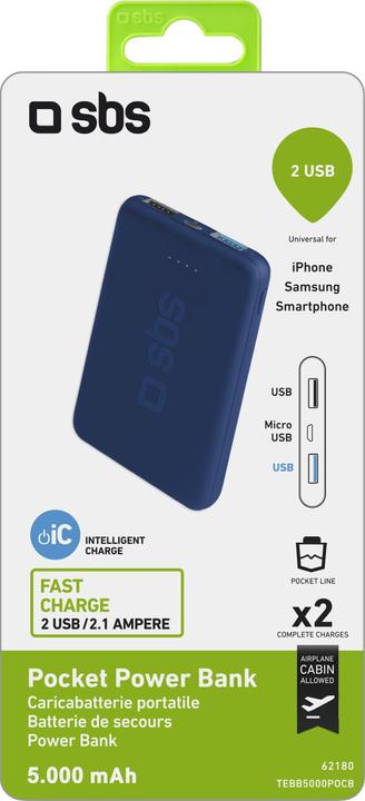 Actual product image SBS 5000 mAh Pocket Power Bank (5000 mAh, 18.50 Wh)