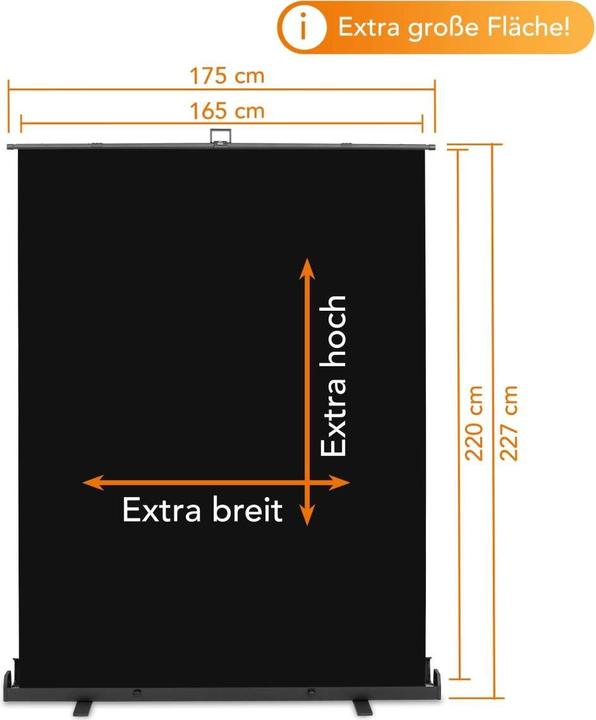 Immagine prodotto Walimex pro Pannello roll-up sfondo nero 165x220 (176.50 cm, 226 cm)