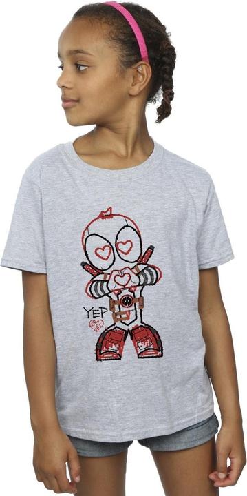 Actual product image Girls Deadpool Love Beam Line Cotton T-Shirt (152, 158)