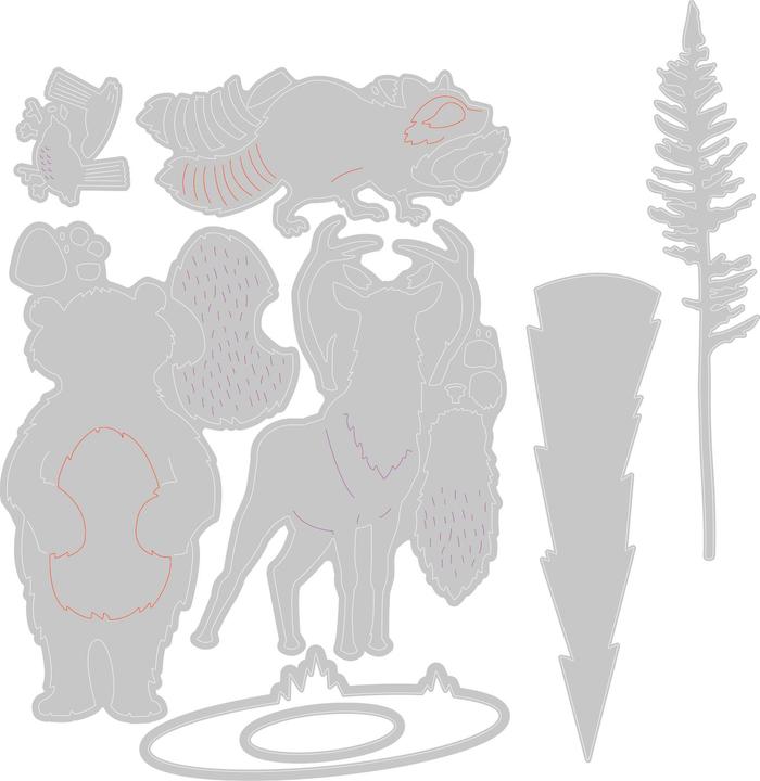 Immagine prodotto Sizzix Sagoma di fustellatura Thinlits "Animali della foresta #2 (8 lamelle)