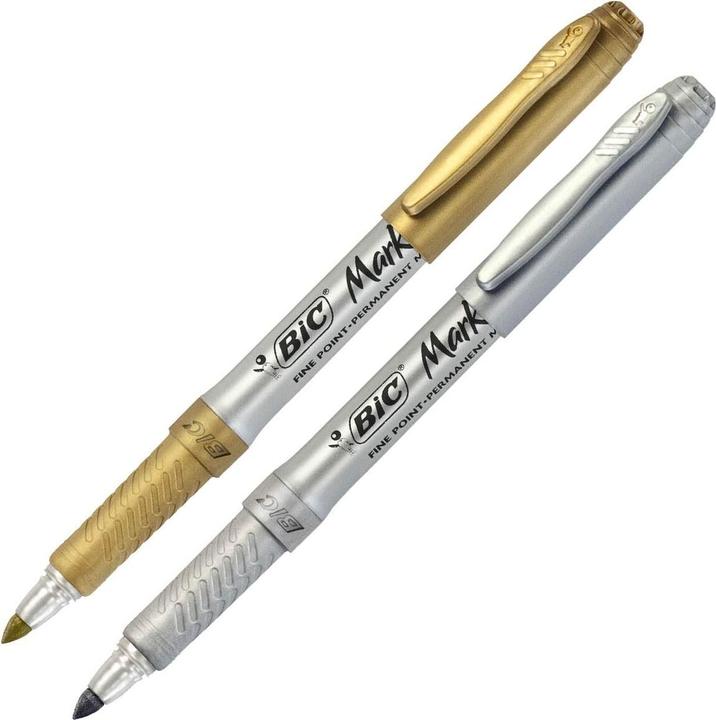 Actual product image Bic Marker Marking Metallic Ink in gold and silver. (12 pieces) (Gold and silver, 0.80 mm, 12 x)