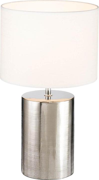 Fischer & Honsel Honsel Prata table lamp E27 switchable fabric shade white linen silver 50663