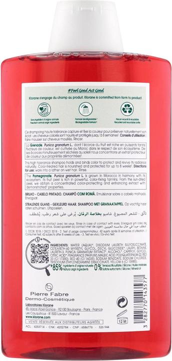 Produktbild Klorane Farbglanz Shampoo mit Granatapfel (400 ml, Flüssiges Shampoo)