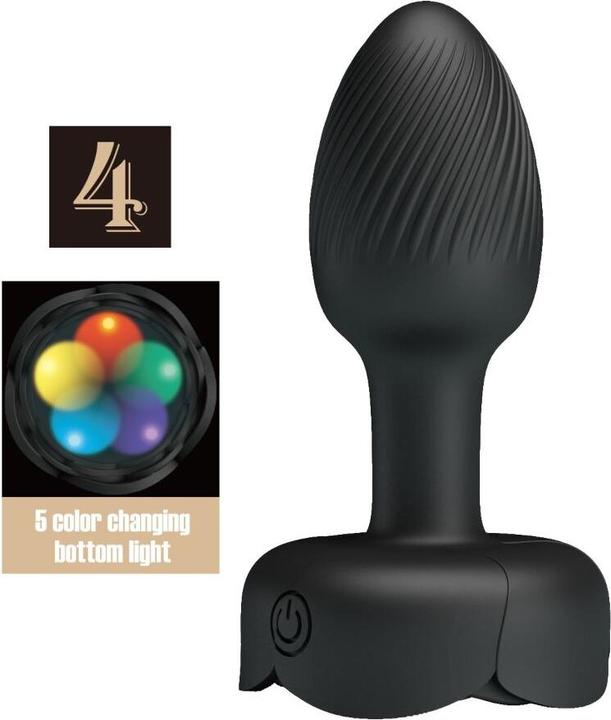 Pretty Love - Olman Anal Plug Mit LED Licht Schwarz 8,8 cm