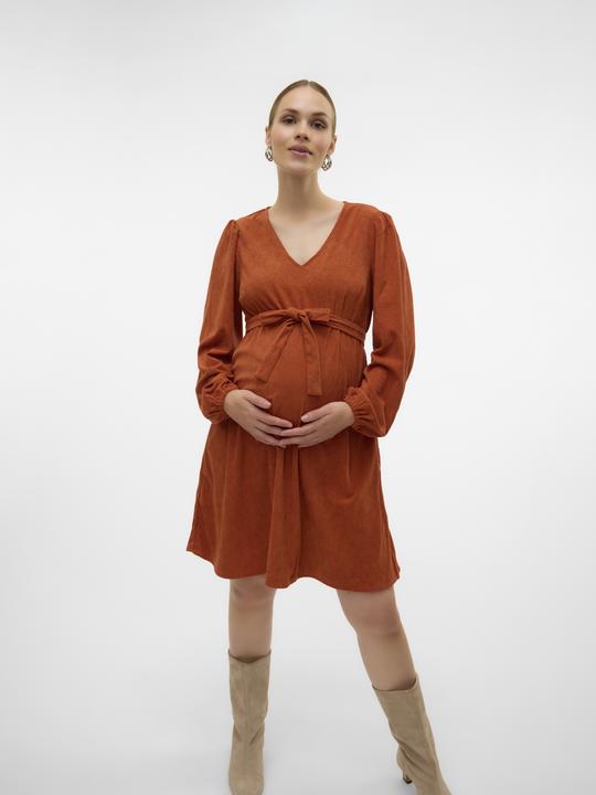 Image du produit Mamalicious Coupe normale Col en V Poignets élastiques Manches ballon Robe courte (XL)