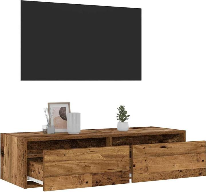 Produktbild VidaXL TV-Schrank mit LED-Leuchten Altholz-Optik 100x35,5x25 cm HiFi-Schrank