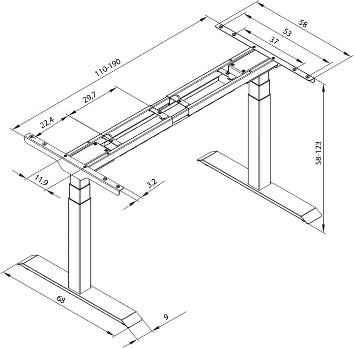 Image du produit tectake Bureau assis debout (piètement)