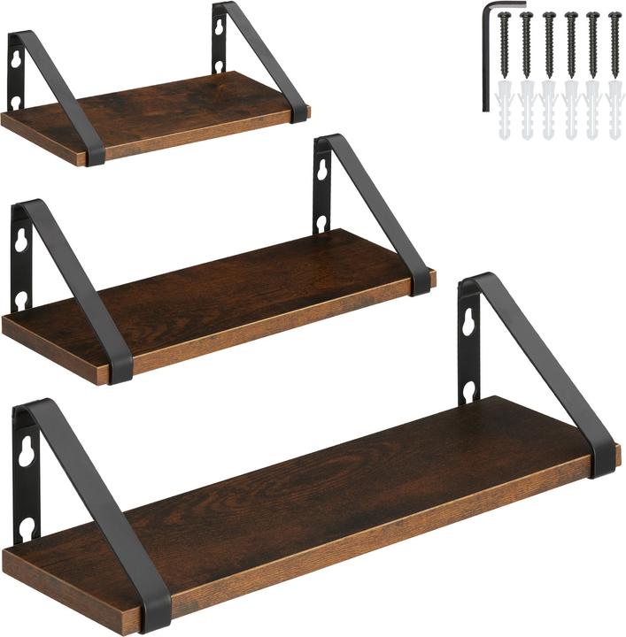 Immagine prodotto tectake 3 mensole sospese Cowell (40 x 12 x 12 cm)