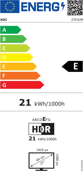 Energy Label AOC 27E3UM (1920 x 1080 pixels, 27")