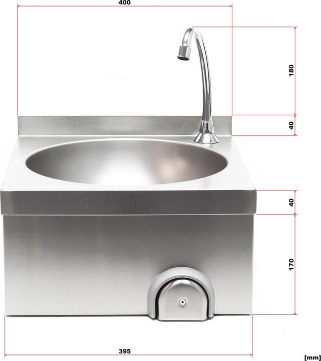 Produktbild XPOtool Gastro Waschbecken Edelstahl rund Kniebedienung Handwaschbecken Spüle (400 mm, 400 mm)