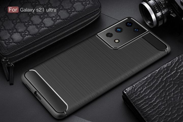 Actual product image Screenguard Samsung Galaxy S21 Ultra Cover Carbon Brushed Soft TPU (Samsung Galaxy S21 Ultra)