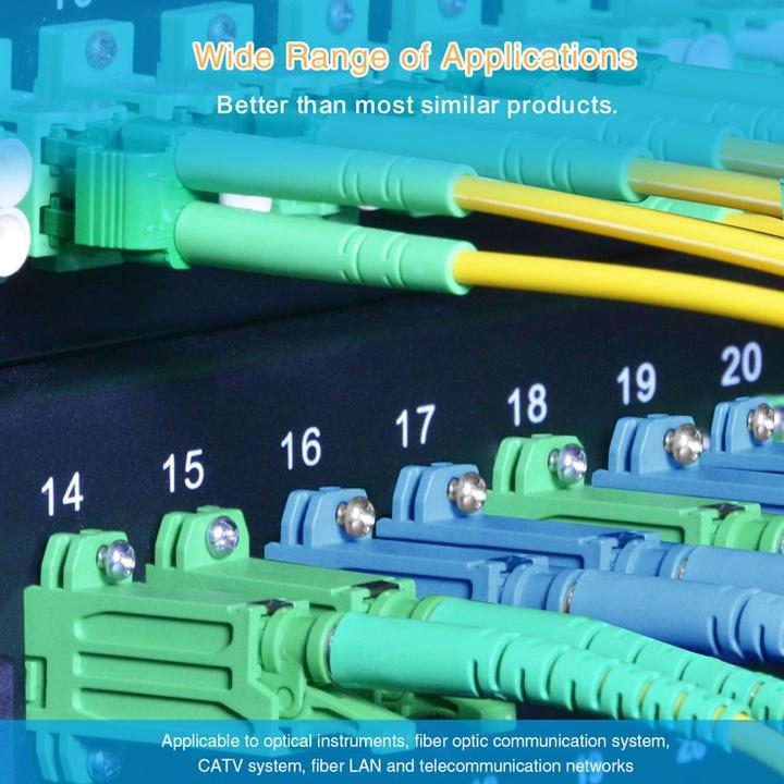 Produktbild Helos fiber optic cable E2000® APC (LSH) / LC Duplex 9/125 OSm OS2 yellow 0.5 m (UTP, CAT6, 0.50 m)