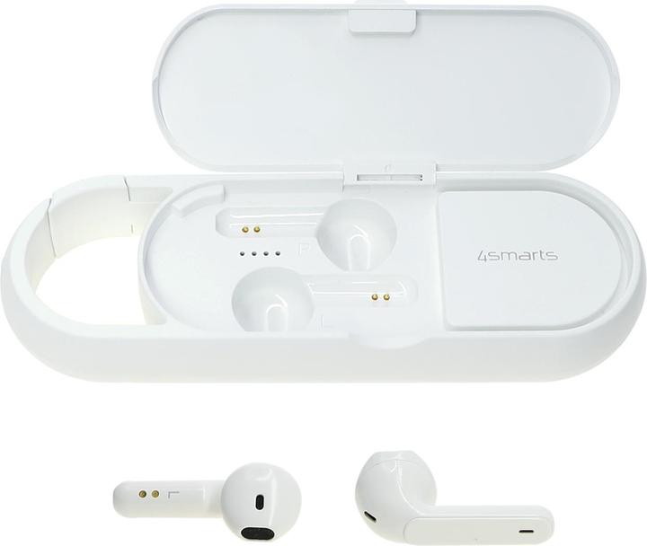 Produktbild 4smarts In-Ear-Kopfhörer Eara Twin Weiss (keine Geräuschunterdrückung, 3 h, Kabellos)
