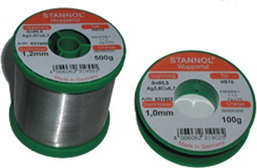 Image du produit Stannol HS10 2510 Étain de soudure, sans plomb Bobine Sn95,5Ag3,8Cu0,7 ROM1 100 g 1 mm (Kit de bobine de soudure)