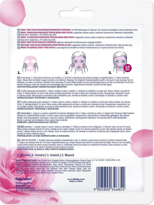 Image du produit NIVEA Rose Touch Masque en tissu hydratant (221 ml)