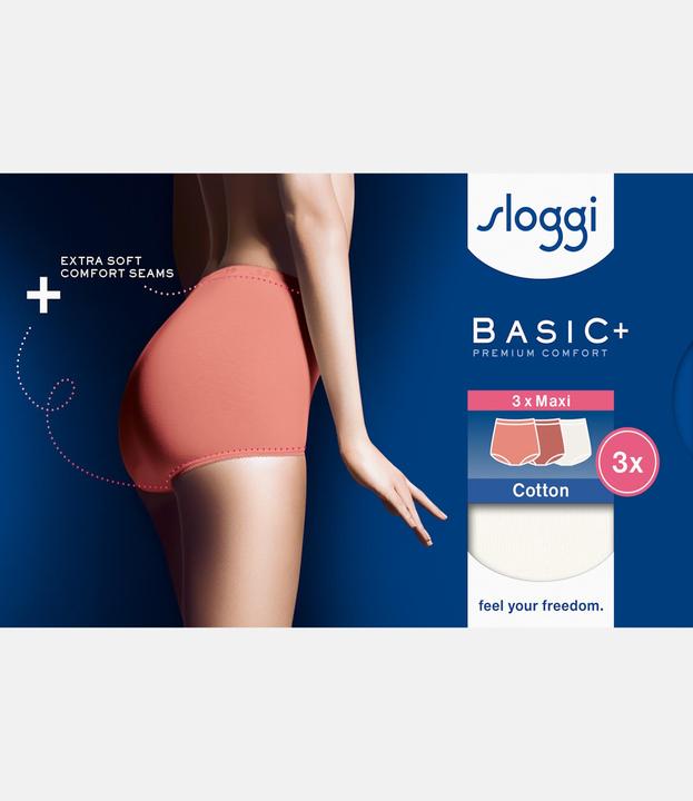 Produktbild Sloggi Unterhose BASIC+ MAXI Damen-Slip 3er Pack (42, 3er Pack)