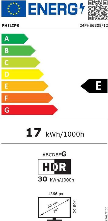 Energie-Label Philips 24PHS6808/12 (24", PHS6808, LED, HD 768p, 2023)