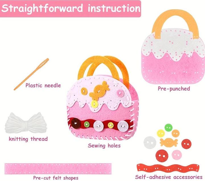 Image du produit Activity Board Kit de couture pour enfants, Kit de couture pour sac à main, Kit de bricolage pour enfants, DIY