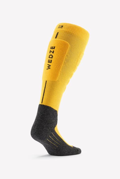 Actual product image Wedze Ski socks snowboard socks adults - 100 yellow/black (43, 46)