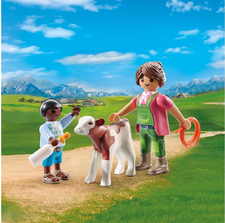 Produktbild Playmobil 71803 Bäuerin mit Kind und Kalb (71803)