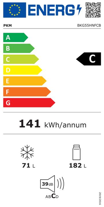 Label énergétique PKM Réfrigérateur-Congélateur combiné. BKG55HNFCB (Expédié par un transporteur)