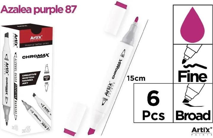 Actual product image Artix Chromax-Marker mit 2 Spitzen. Azalee Lila 87 (6 Stk.) (Azalea purple, 6 x)