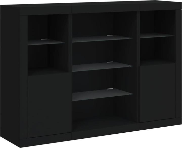 Actual product image VidaXL Sideboards with LED lights 3 pcs. black (142.5 x 37 x 100 cm)